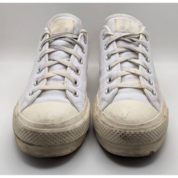 Converse PLATFORM White Leather Women's Size 10 One Star Chuck Taylor Shoes - Picture 3 of 8